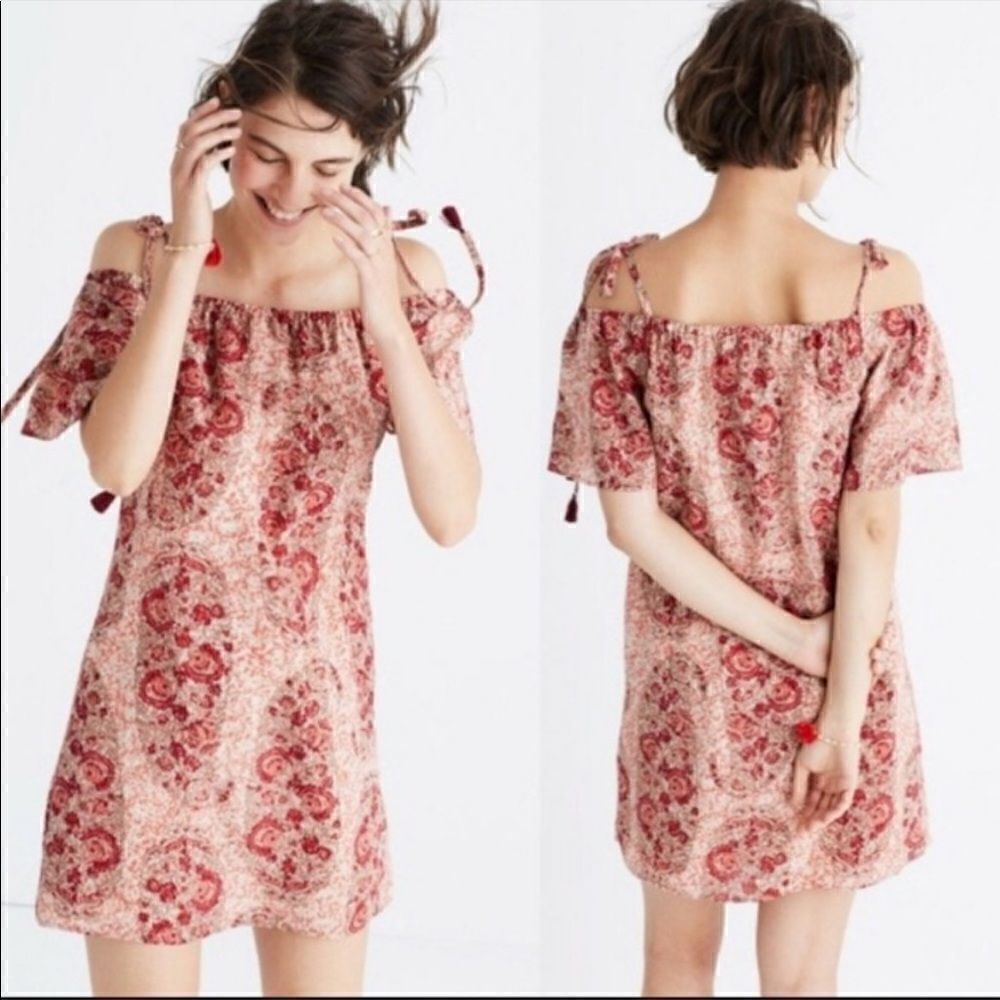 NWOT Madewell Silk Cold-Shoulder Dress in Watercolor Paisley size S
